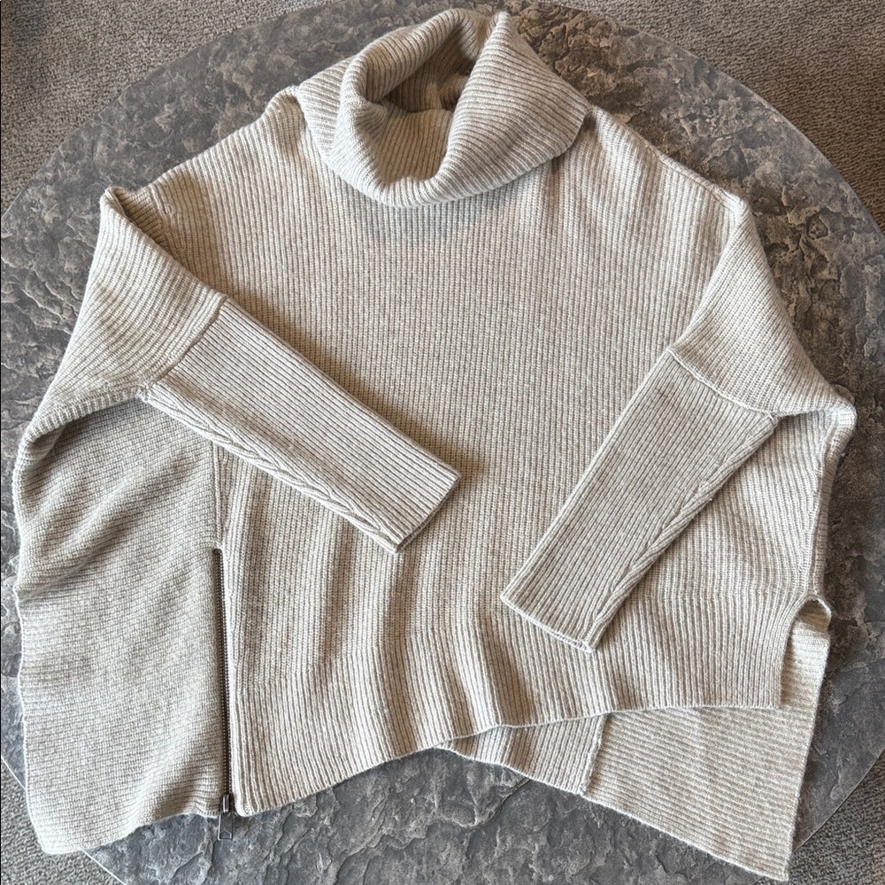 All Saints Cozy grey Turtleneck Sweater with zipper detail sz med